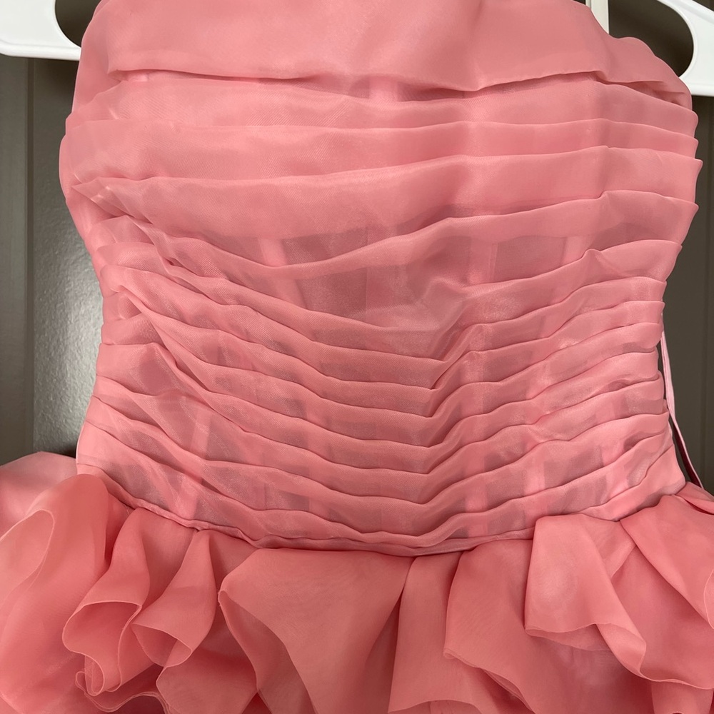 Elegant Pink Strapless Ruffle Dress - Picture 5 of 7